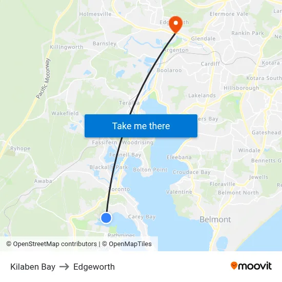 Kilaben Bay to Edgeworth map