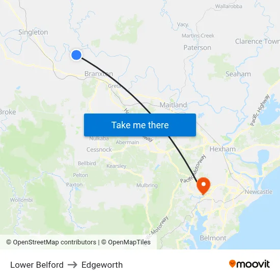 Lower Belford to Edgeworth map