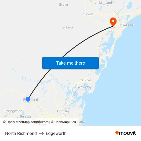 North Richmond to Edgeworth map
