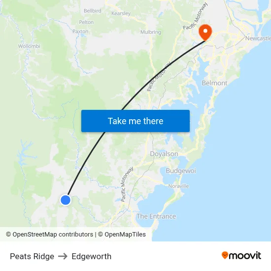 Peats Ridge to Edgeworth map