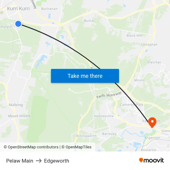 Pelaw Main to Edgeworth map