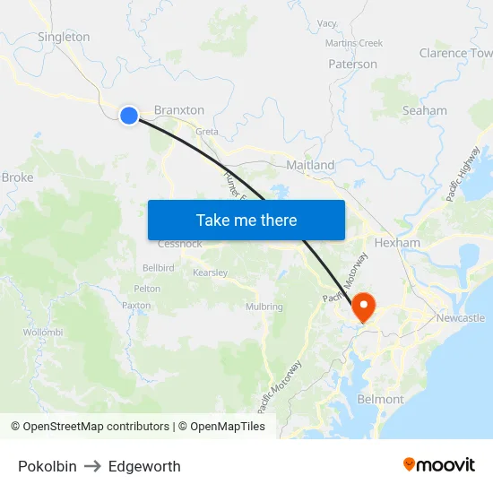 Pokolbin to Edgeworth map