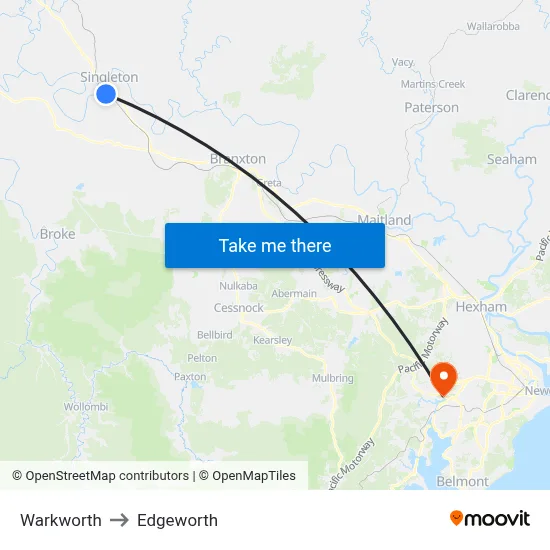 Warkworth to Edgeworth map