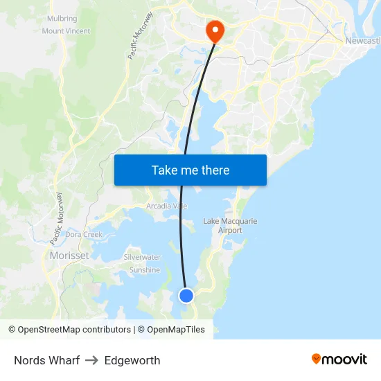 Nords Wharf to Edgeworth map