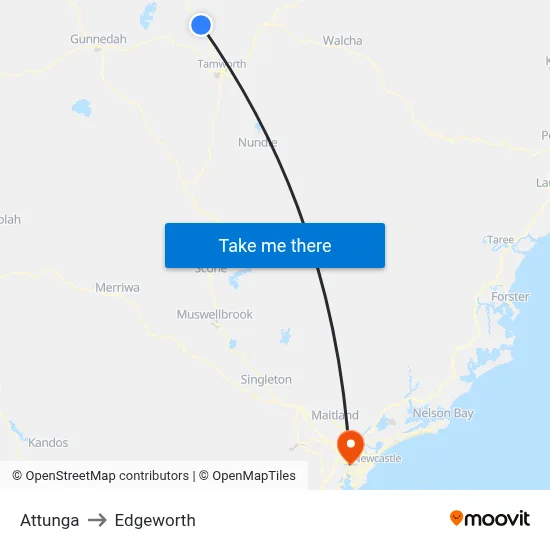 Attunga to Edgeworth map