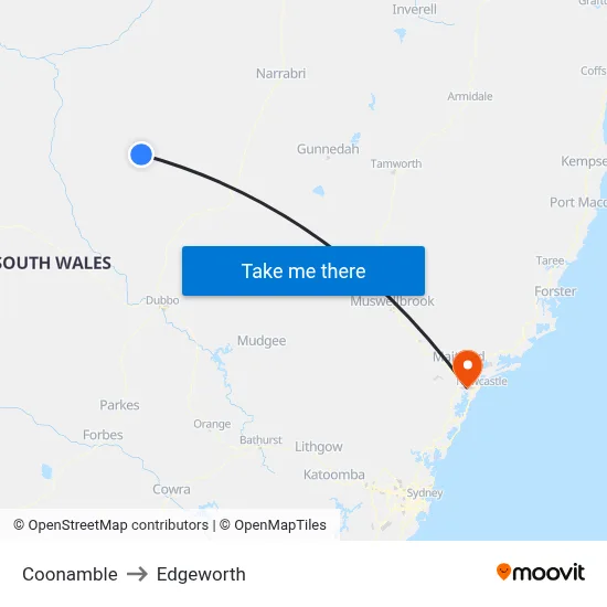 Coonamble to Edgeworth map