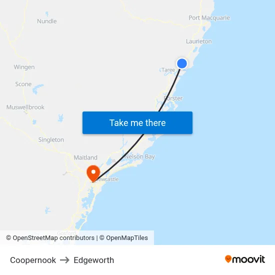 Coopernook to Edgeworth map