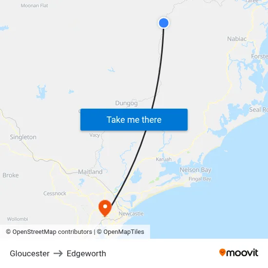 Gloucester to Edgeworth map