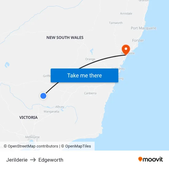 Jerilderie to Edgeworth map