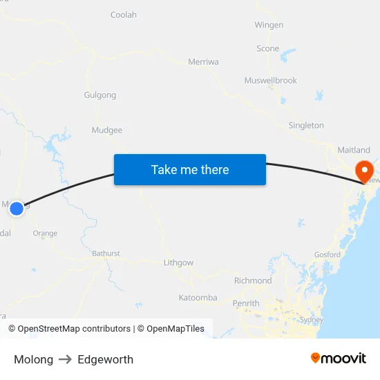 Molong to Edgeworth map