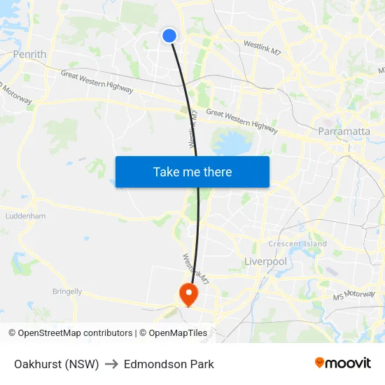 Oakhurst (NSW) to Edmondson Park map