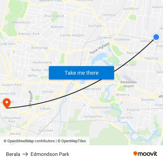 Berala to Edmondson Park map