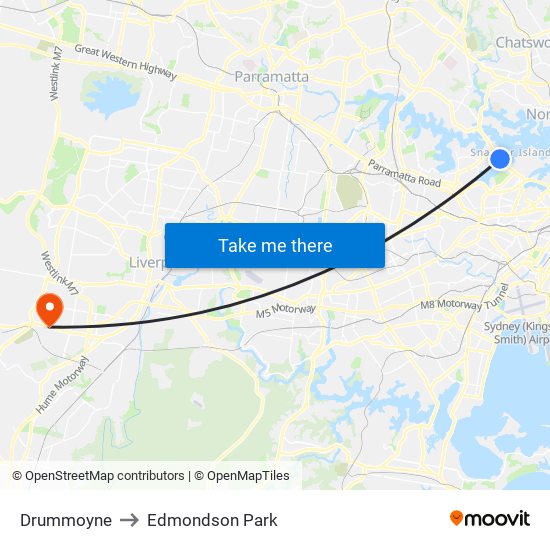 Drummoyne to Edmondson Park map