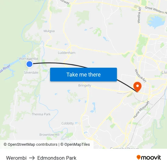 Werombi to Edmondson Park map