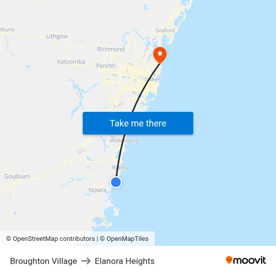 Broughton Village to Elanora Heights map