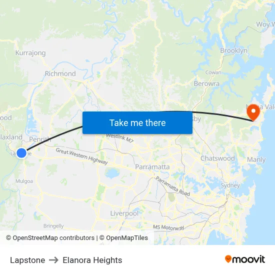 Lapstone to Elanora Heights map