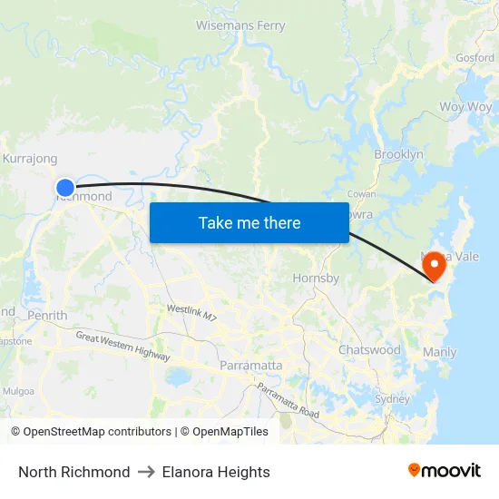 North Richmond to Elanora Heights map