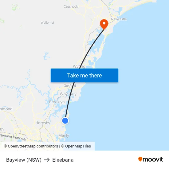 Bayview (NSW) to Eleebana map