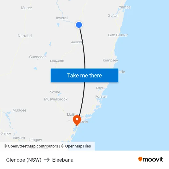 Glencoe (NSW) to Eleebana map