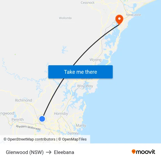 Glenwood (NSW) to Eleebana map