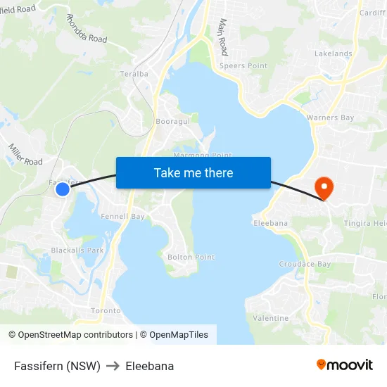 Fassifern (NSW) to Eleebana map