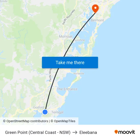 Green Point (Central Coast - NSW) to Eleebana map