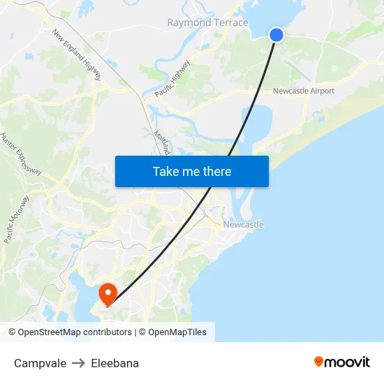 Campvale to Eleebana map