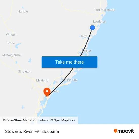 Stewarts River to Eleebana map