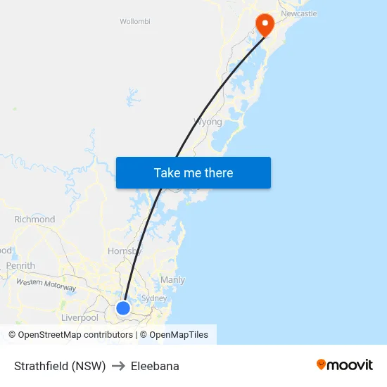 Strathfield (NSW) to Eleebana map