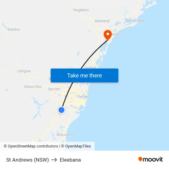St Andrews (NSW) to Eleebana map