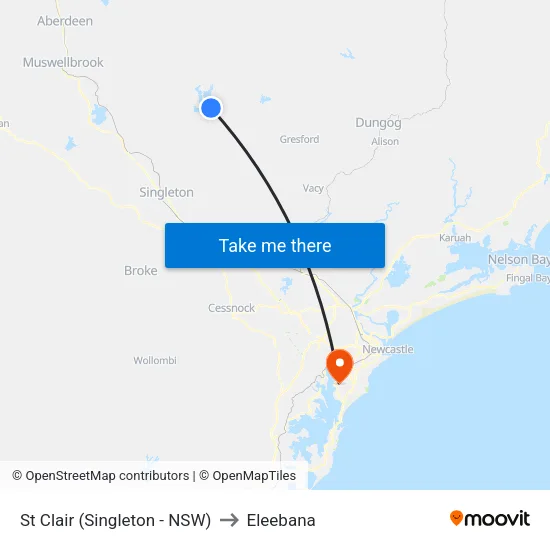St Clair (Singleton - NSW) to Eleebana map