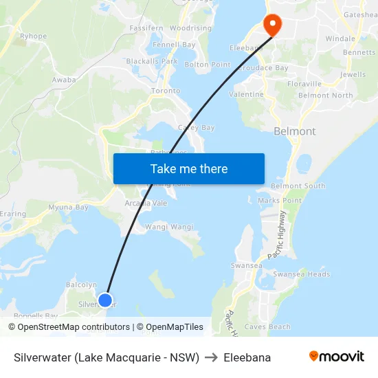Silverwater (Lake Macquarie - NSW) to Eleebana map