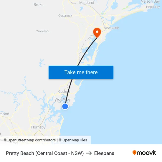 Pretty Beach (Central Coast - NSW) to Eleebana map