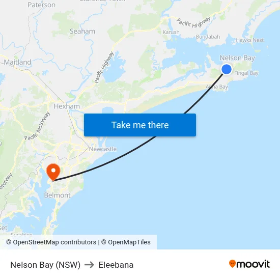 Nelson Bay (NSW) to Eleebana map
