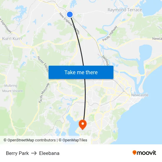Berry Park to Eleebana map