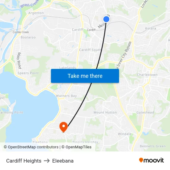 Cardiff Heights to Eleebana map