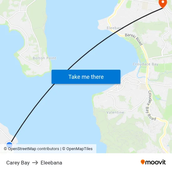 Carey Bay to Eleebana map