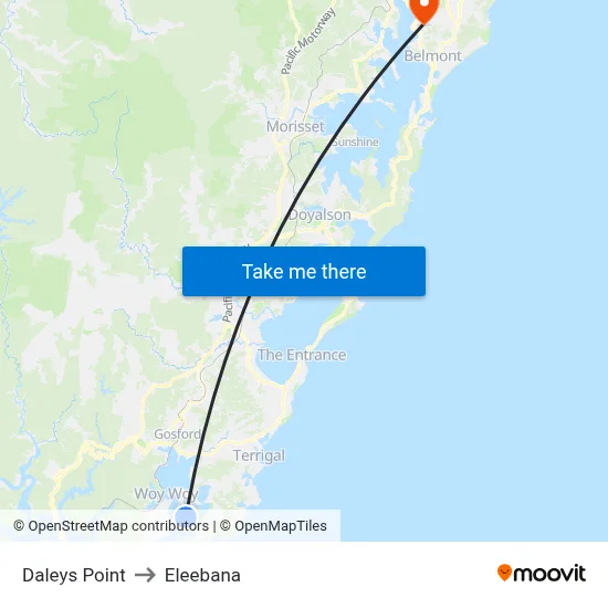 Daleys Point to Eleebana map
