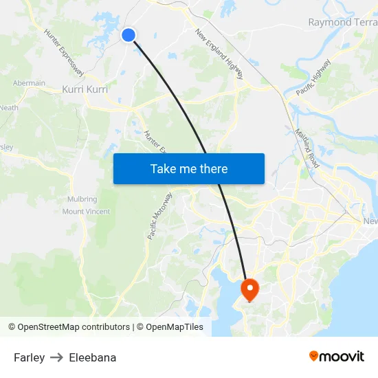 Farley to Eleebana map