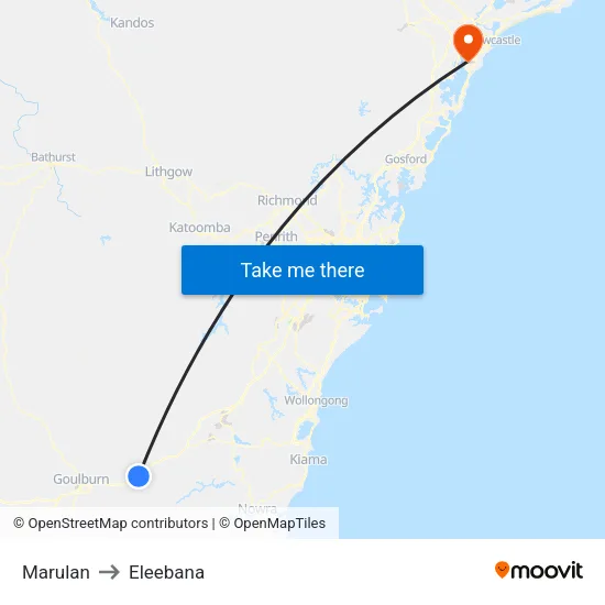 Marulan to Eleebana map