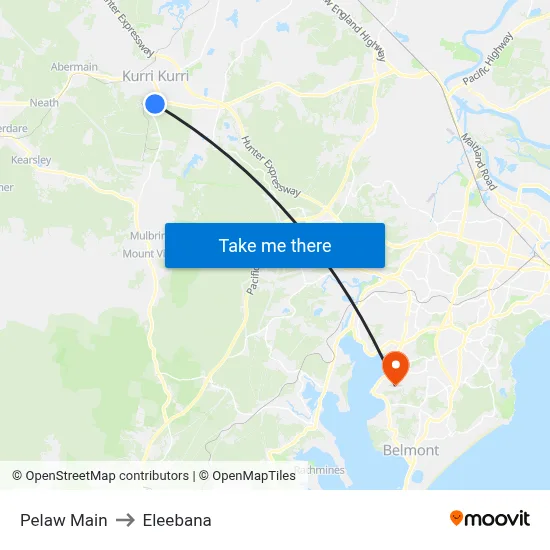 Pelaw Main to Eleebana map