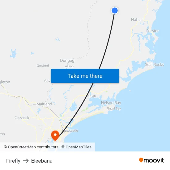 Firefly to Eleebana map