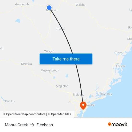 Moore Creek to Eleebana map