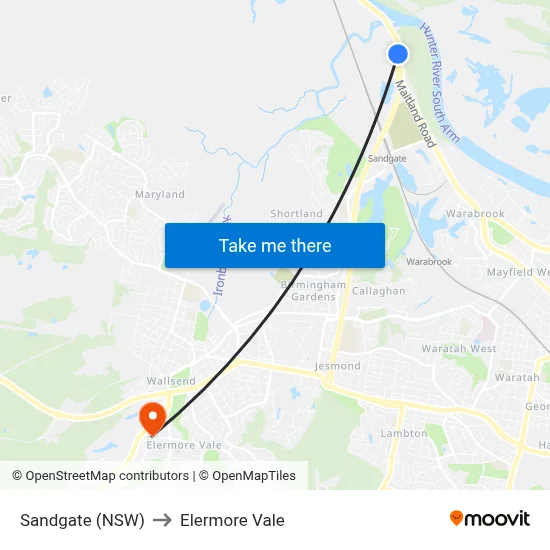 Sandgate (NSW) to Elermore Vale map