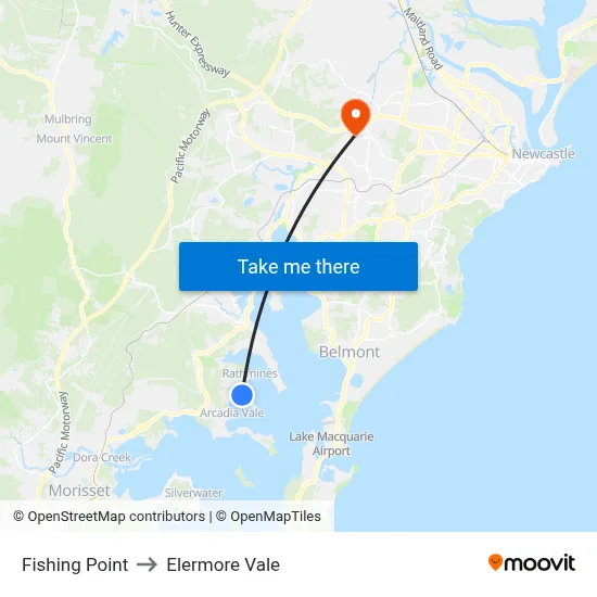 Fishing Point to Elermore Vale map