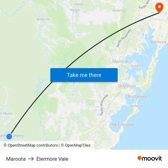 Maroota to Elermore Vale map