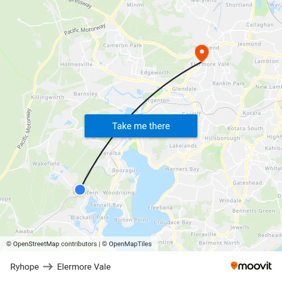 Ryhope to Elermore Vale map
