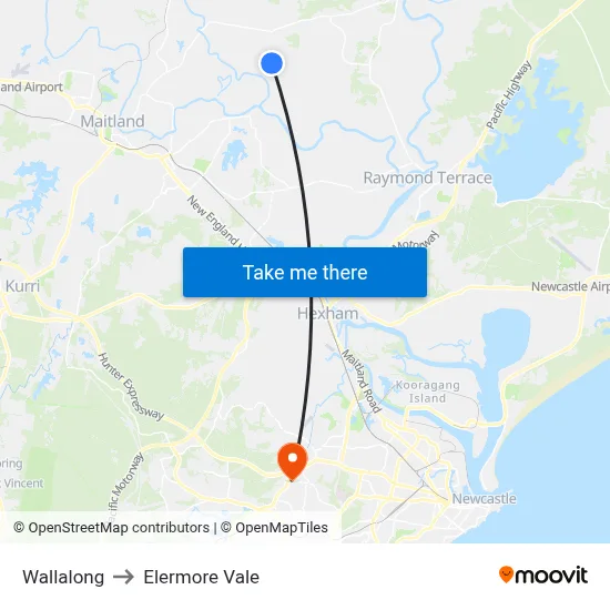 Wallalong to Elermore Vale map