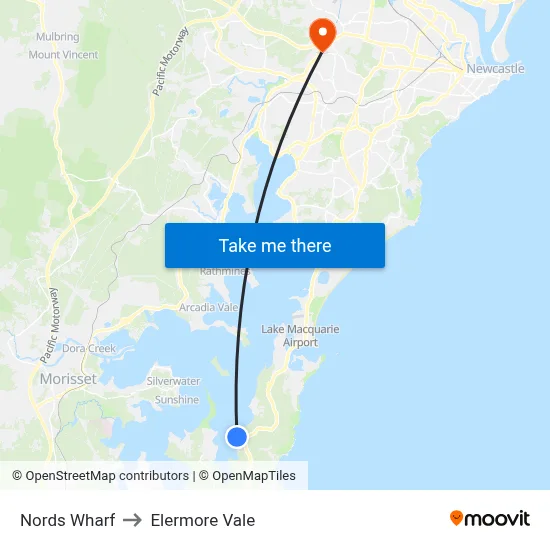 Nords Wharf to Elermore Vale map