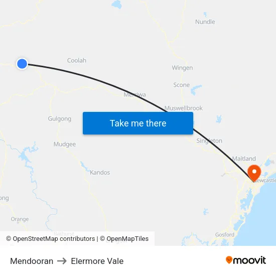 Mendooran to Elermore Vale map